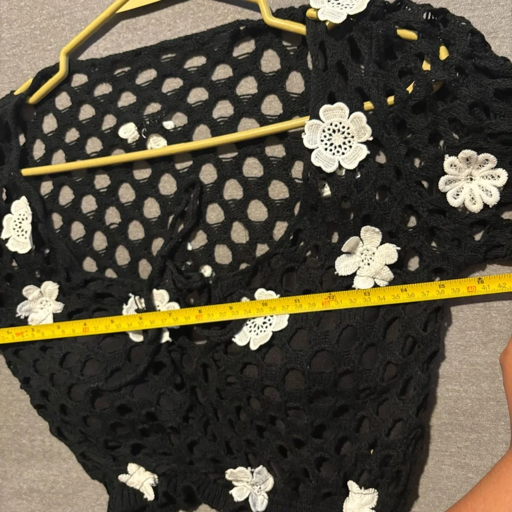 Black and White Floral Crochet Top